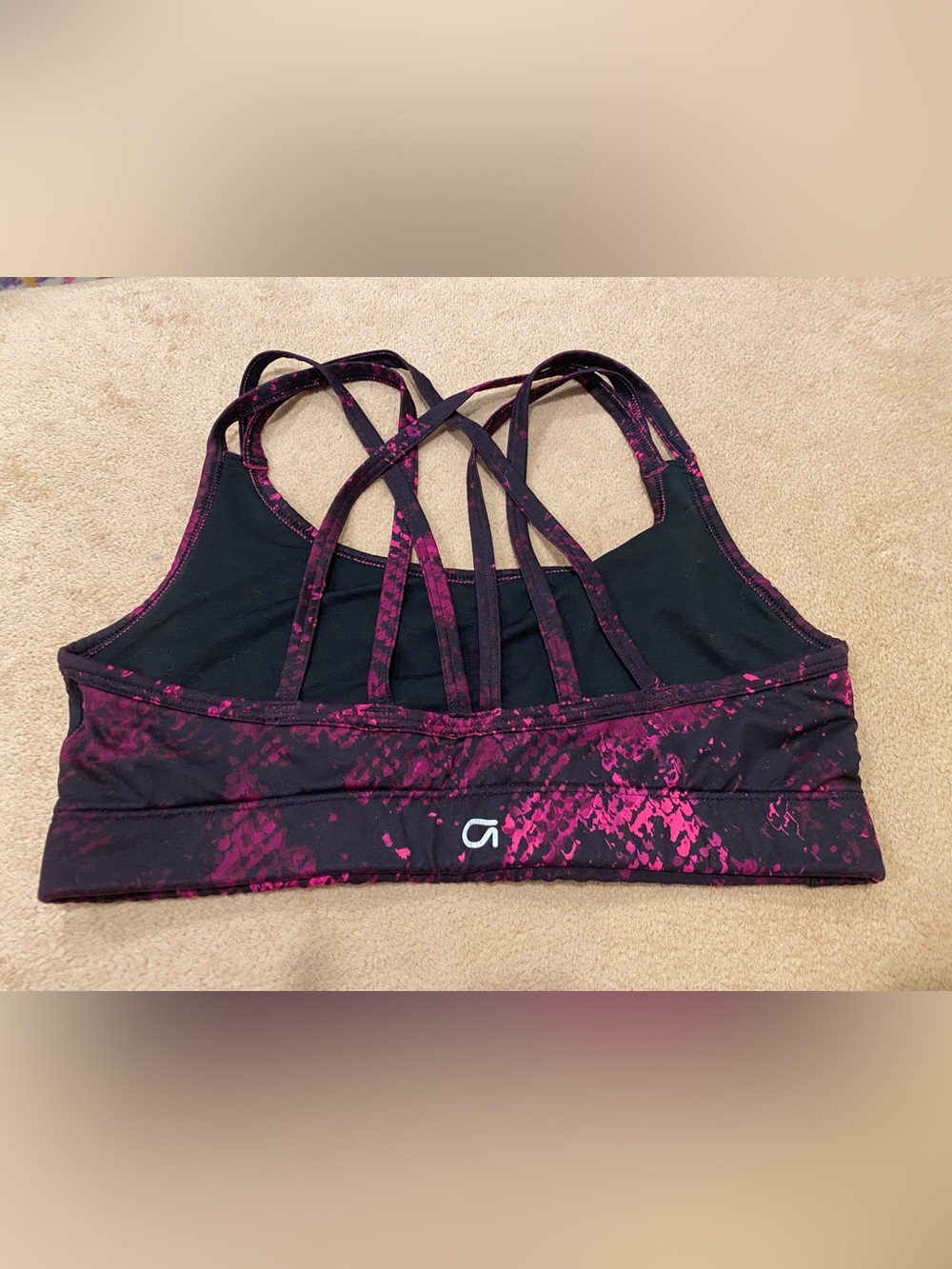 GapFit Black & Magenta Strappy Sports Bra - Picture 2 of 4
